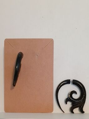 Black Carved Spiral Drop Earrings Statement Curved Dangle Earrings